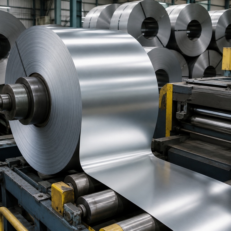 Food grade tinplate coil for cans and metal packaging in steel factory