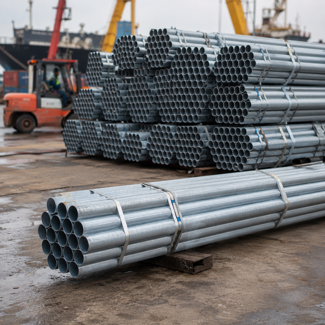 Galvanized Round Steel Pipe for Construction, Greenhouse, Fence and Industrial Use