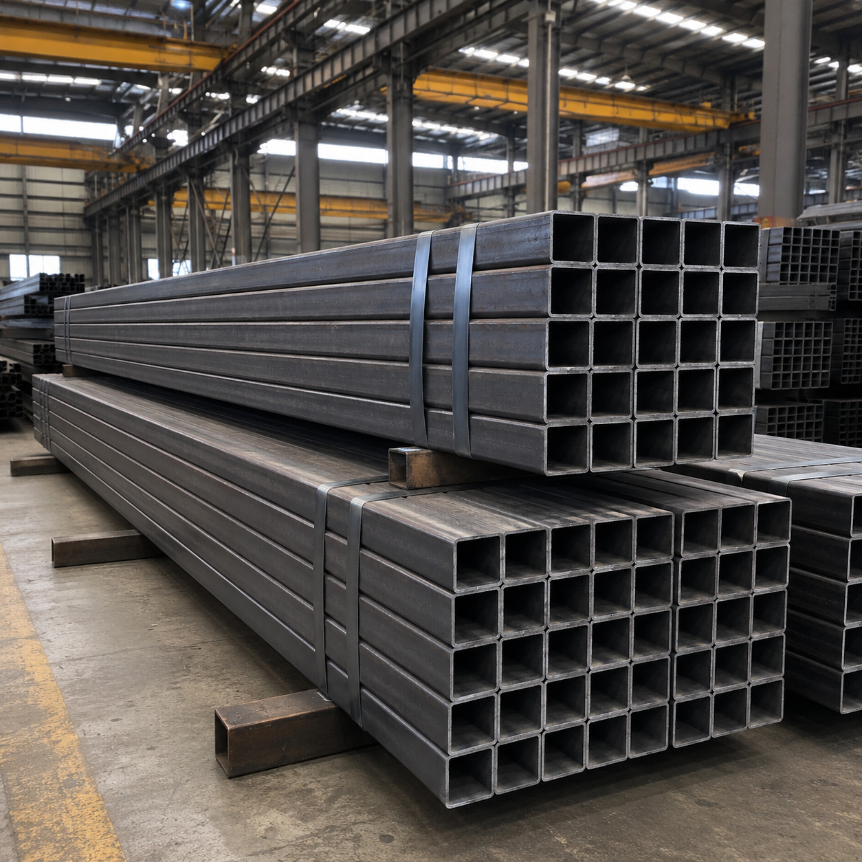 Black Carbon Steel Square Hollow Section Tube for Structural Frames and Industrial Fabrication