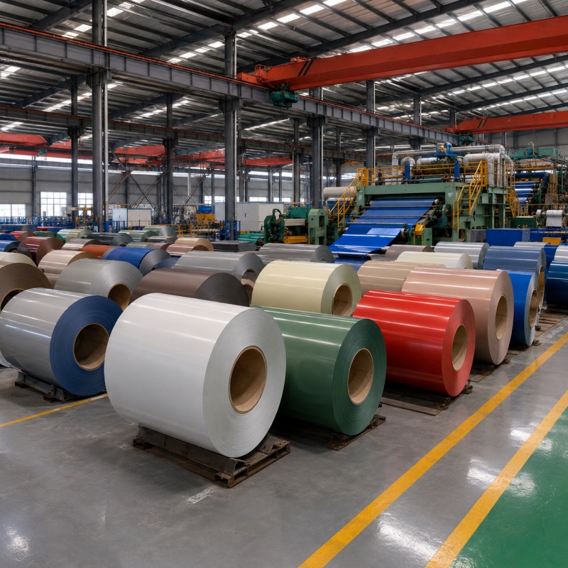 High durability PPGL coils stacked in warehouse for roofing sheet production