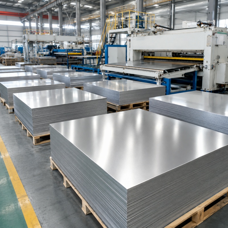 ETP tinplate sheets stacked on pallet for food cans and metal packaging production