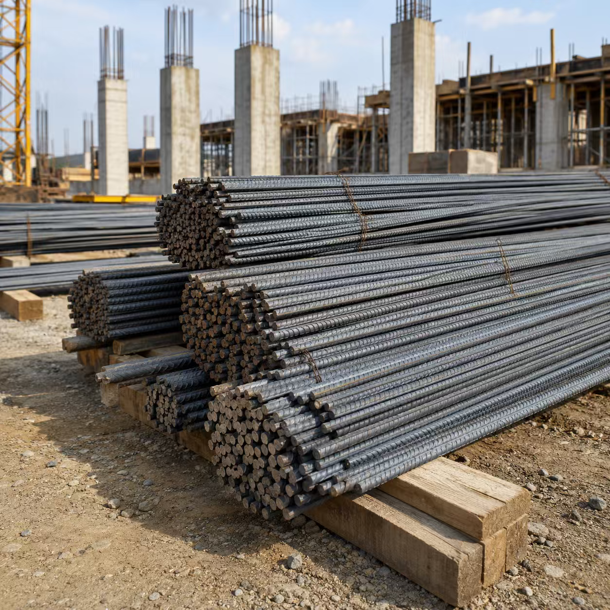 Deformed steel rebar bundles for concrete reinforcement and building construction projects