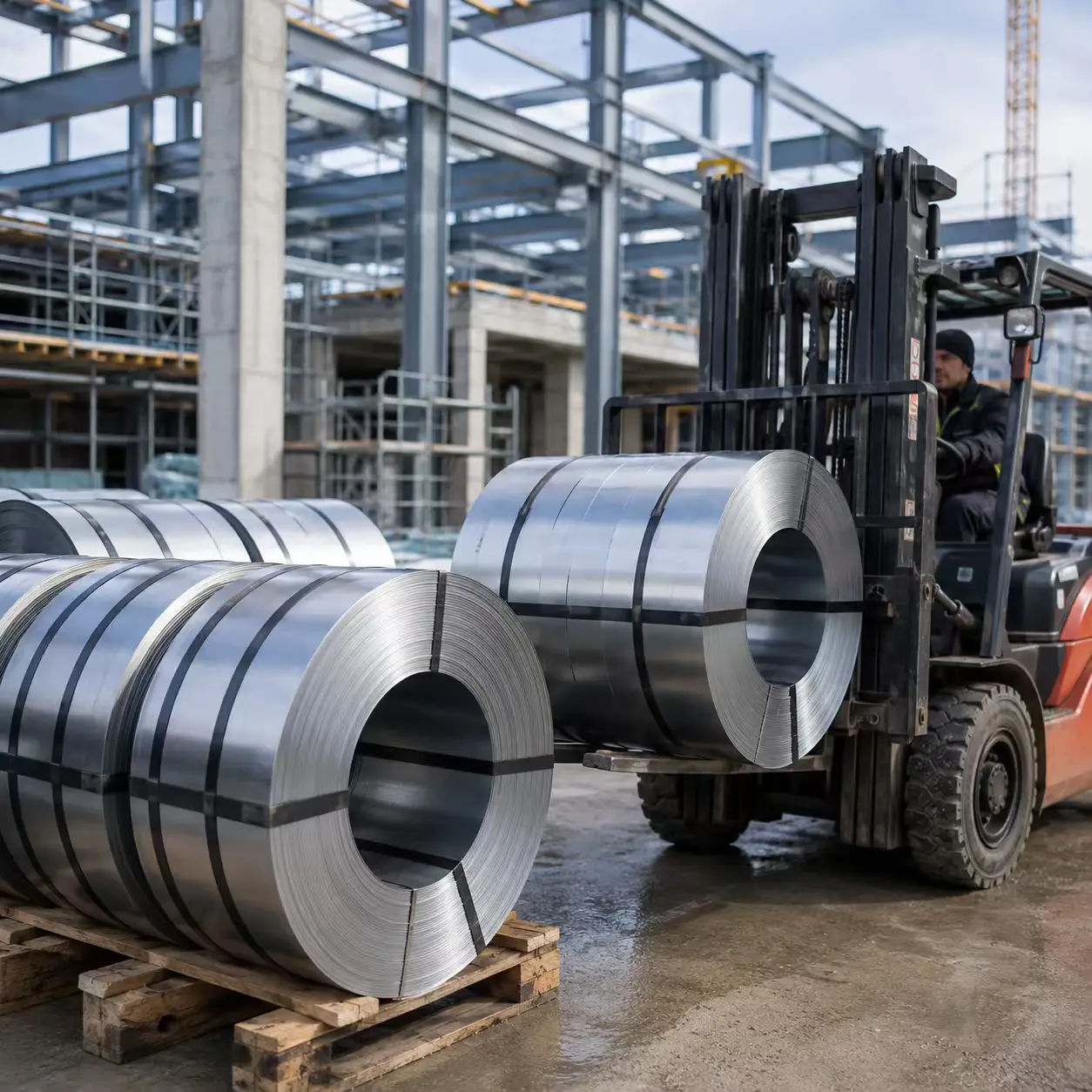 CR cold rolled steel coils stacked in warehouse for stamping and appliance manufacturing